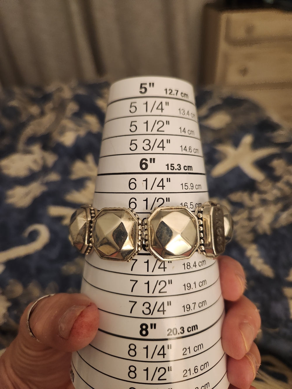 Lagos 925 Silver Faceted Disk Octagon "Rocks" Style Chunky Bracelet - Picture 6 of 7